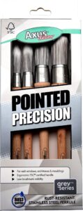 Grey pointed precision 4 piece sash brush set